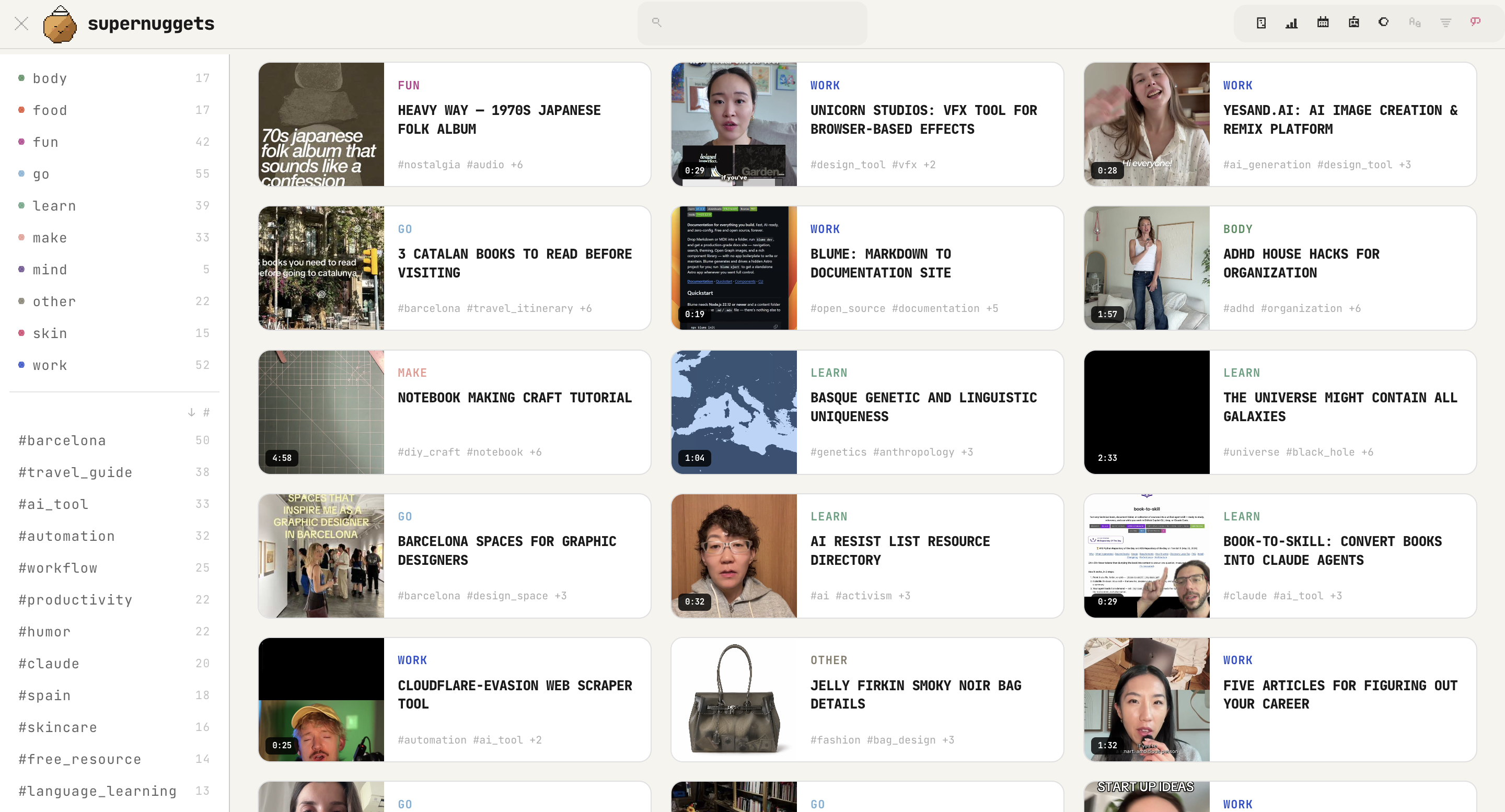 the bucket — everything, findable